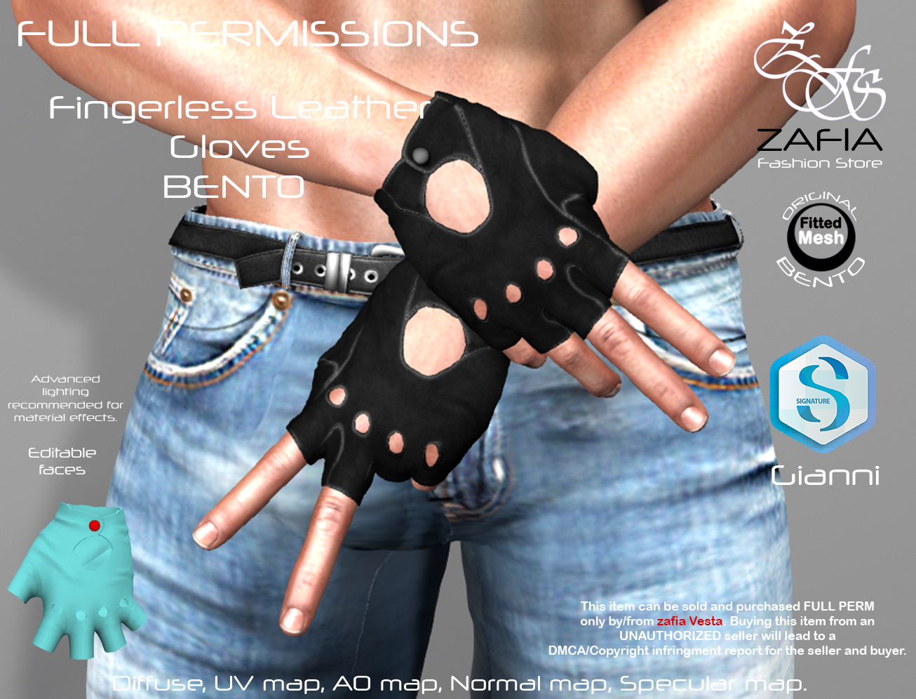 Fingerless Leather Gloves Gianni BENTO